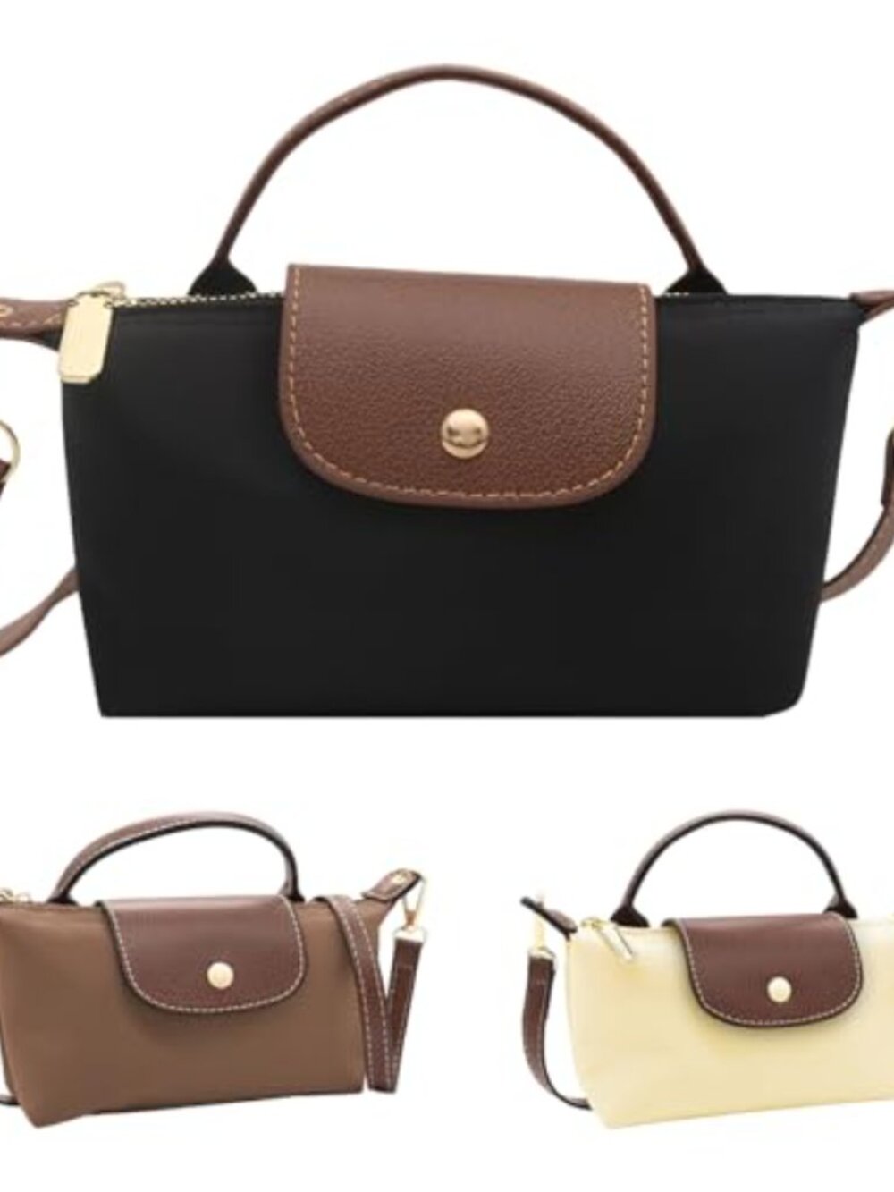 Quilted Nylon Crossbody Bag Mini Adjustable Strap Zipper Pocket Women